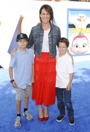 Annabeth Gish with sons Cash & Enzo STORKS FILM PREMIERE Los Angeles Patrick Rideaux PicturePerfect