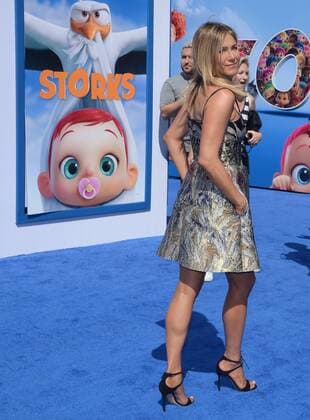 Cast member Jennifer Aniston, the voice of Mrs. Gardner in the animated motion picture comedy Storks attends the premiere of the film at the Regency Village Theater in the Westwood section of Los Angeles on September 17, 2016. Storyline: Storks deliver babies...or at least they used to. Now they deliver packages for global internet giant Cornerstore.com. Junior, the company s top delivery stork, is about to be promoted when he accidentally activates the Baby Making Machine, producing an adorable and wholly unauthorized baby girl.  LAP2016091703 JIMxRUYMEN