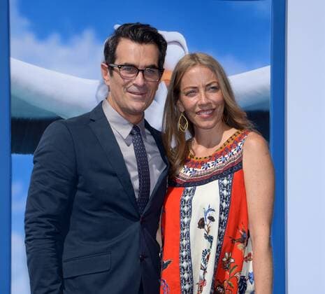 Cast member Ty Burrell, the voice of Mr. Gardner in the animated motion picture comedy Storks attends the premiere of the film with his wife Holly Burrell at the Regency Village Theater in the Westwood section of Los Angeles on September 17, 2016. Storyline: Storks deliver babies...or at least they used to. Now they deliver packages for global internet giant Cornerstore.com. Junior, the company s top delivery stork, is about to be promoted when he accidentally activates the Baby Making Machine, producing an adorable and wholly unauthorized baby girl.  LAP2016091740 JIMxRUYMEN
