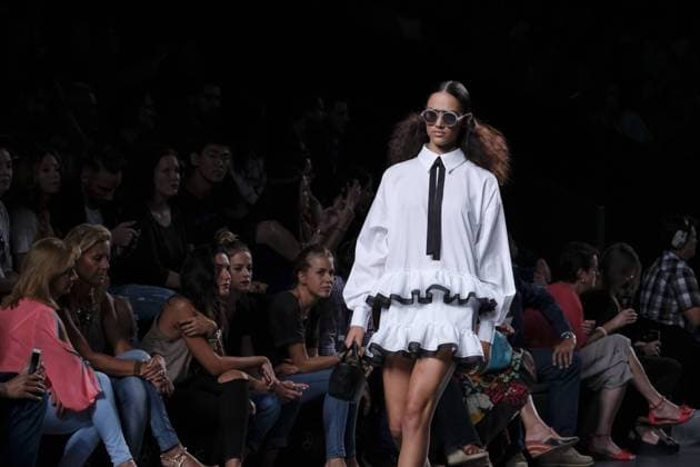 September 18, 2016 - Madrid, Spain - A model walks on the runway at Juana MartoÂ­n Fashion Show at Madrid Fashion Week Spring Summer 2017 18 at Ifema, on September 18, 2016, in Madrid, Spain Madrid Spain  - ZUMAn230