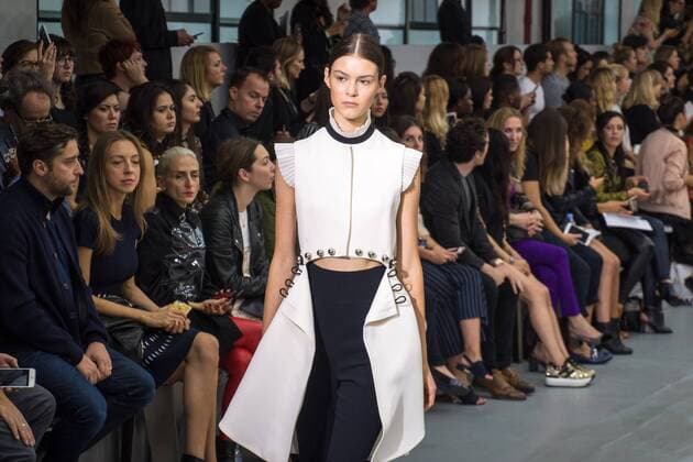 UK: LFW David Koma Collection A model walks the David Koma Spring Summer 17 Collection runway show during London Fashion Week. FOR EDITORIAL USE ONLY.Pacific Press Agency  HughxPeterswald