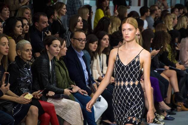 UK: LFW David Koma Collection A model walks the David Koma Spring Summer 17 Collection runway show during London Fashion Week. FOR EDITORIAL USE ONLY.Pacific Press Agency  HughxPeterswald