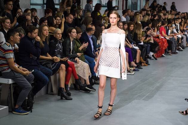 UK: LFW David Koma Collection A model walks the David Koma Spring Summer 17 Collection runway show during London Fashion Week. FOR EDITORIAL USE ONLY.Pacific Press Agency  HughxPeterswald