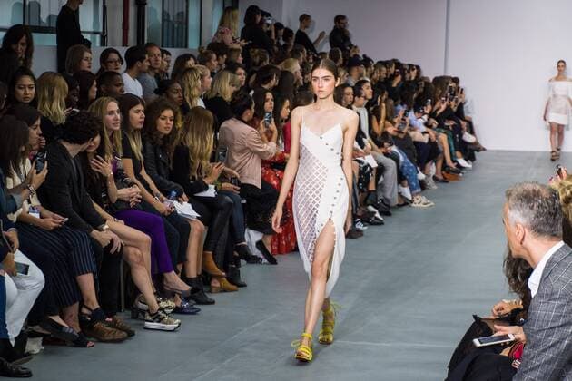 UK: LFW David Koma Collection A model walks the David Koma Spring Summer 17 Collection runway show during London Fashion Week. FOR EDITORIAL USE ONLY.Pacific Press Agency  HughxPeterswald