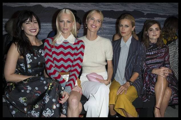 . 19 09 2016. London, United Kingdom. Daisy Lowe, Poppy Delevingne, Eva Herzigova, Laura Bailey and Jenna Coleman in the front row at the Erdem show at London Fashion Week for Spring Summer 2017.  xStephenxLockx xi-Imagesx IIM-13469-0005