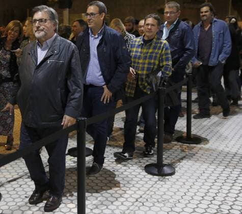 Former leader of PSE EE Jesus Eguiguren (L), one of the negotiators with ETA, attends the presentation of the documentary The end of ETA that participates at the section Zinemira, during the 64th International Cinema Festival of San Sebastian at the Basque Country, Spain, 19 September 2016. INTERNATIONAL CINEMA FESTIVAL OF SAN SEBASTIAN CELEBRATES 64 EDITION !ACHTUNG: NUR REDAKTIONELLE NUTZUNG!  SSB001 20160920-636099296694313660