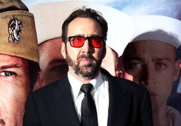 MOSCOW, RUSSIA - SEPTEMBER 20, 2016: American actor Nicolas Cage at the Russian premiere of a new action film, USS Indianapolis: Men of Courage, directed by Mario Van Peebles, at the 5 Zvyozd Na Paveletskoi Cinema Hall. Vyacheslav Prokofyev TASS  TS031CFE