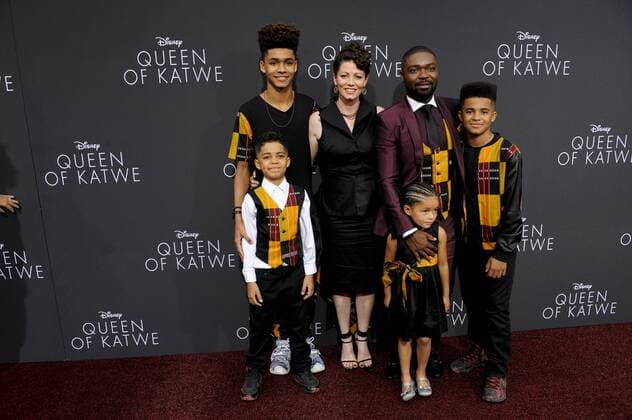David Oyelowo, wife Jessica Oyelowo & children QUEEN OF KATWE FILM PREMIERE Hollywood Patrick Rideaux PicturePerfect