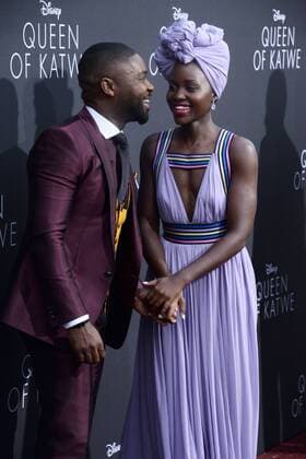 Cast members David Oyelowo (L) and Lupita Nyong o attend the premiere of the motion picture biographical sport drama Queen of Katwe at the El Capitan Theatre in the Hollywood section of Los Angeles on September 20, 2016.  LAP2016092025 JIMxRUYMEN