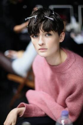 (160922) -- MILAN, Sept. 21, 2016 -- A model waits for the Francesco Scognamiglio fashion show during women s Spring Summer 2017 collection as part of the Milan Fashion Week, in Milan, Italy, Sept. 21, 2016.)(zcc) ITALY-MILAN-FASHION WEEK JinxYu 