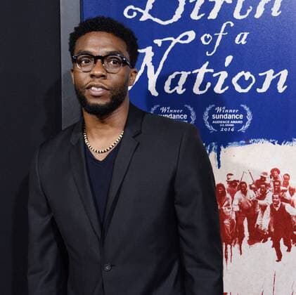 Actor Chadwick Boseman attends the premiere of the motion picture drama The Birth of a Nation at the ArcLight Cinerrama Dome in the Hollywood section of Los Angeles on September 21, 2016. Storyline: Nat Turner, a literate slave and preacher in the antebellum South, orchestrates an uprising.  LAP2016092130 JIMxRUYMEN