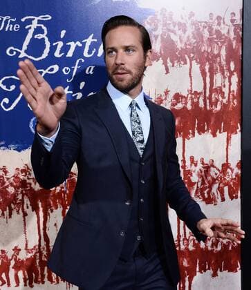 Cast member Armie Hammer attends the premiere of the motion picture drama The Birth of a Nation at the ArcLight Cinerrama Dome in the Hollywood section of Los Angeles on September 21, 2016. Storyline: Nat Turner, a literate slave and preacher in the antebellum South, orchestrates an uprising.  LAP2016092139 JIMxRUYMEN