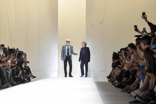 Milan Fashion Week, Women Spring Summer 2017. Milano, Moda Donna, Primavera Estate 2017. Fendi catwalk Pictured: Karl LagerfeldSilvia Venturini Fendi  Copyright: xRiccardoxGiordanoxSickix