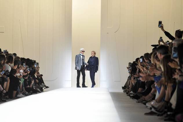 Milan Fashion Week, Women Spring Summer 2017. Milano, Moda Donna, Primavera Estate 2017. Fendi catwalk Pictured: Karl LagerfeldSilvia Venturini Fendi  Copyright: xRiccardoxGiordanoxSickix
