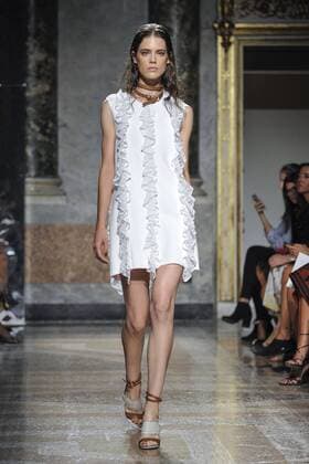 Milan, Fashion Week, Women Spring Summer 2017. Milano, Moda Donna, Primavera Estate 2017. Les Copains catwalk Pictured: model  Copyright: xRiccardoxGiordanoxSickix