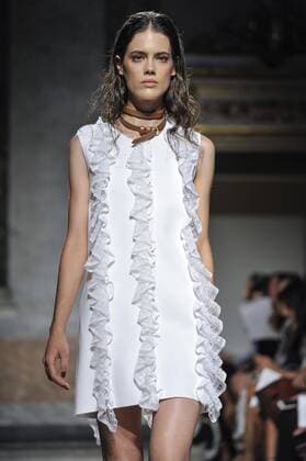 Milan, Fashion Week, Women Spring Summer 2017. Milano, Moda Donna, Primavera Estate 2017. Les Copains catwalk Pictured: model  Copyright: xRiccardoxGiordanoxSickix