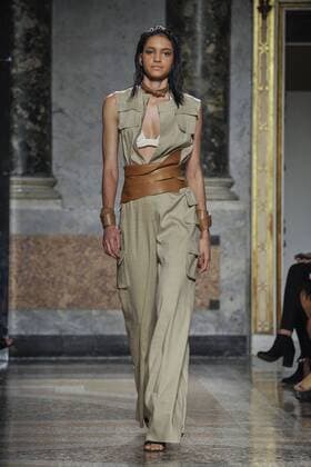 Milan Fashion Week, Women Spring Summer 2017. Les Copains catwalk Pictured: model  Copyright: xRiccardoxGiordanoxSickix