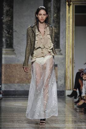 Milan Fashion Week, Women Spring Summer 2017. Les Copains catwalk Pictured: model  Copyright: xRiccardoxGiordanoxSickix