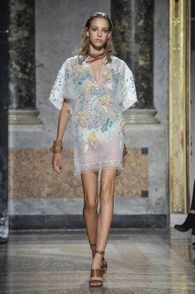 Milan Fashion Week, Women Spring Summer 2017. Les Copains catwalk Pictured: model  Copyright: xRiccardoxGiordanoxSickix