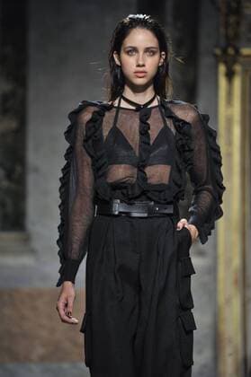 Milan Fashion Week, Women Spring Summer 2017. Les Copains catwalk Pictured: model  Copyright: xRiccardoxGiordanoxSickix