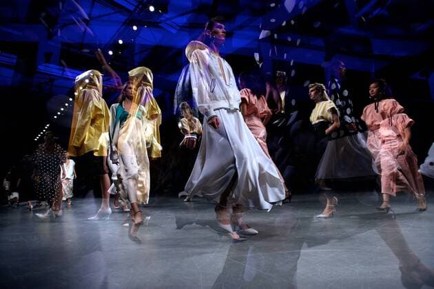 (160922) -- MILAN, Sept. 22, 2016 -- The multiple exposure photo shows models walking the runway during the Anteprima fashion show as part of Milan Fashion Week Spring Summer 2017 in Milan, Italy, on Sept. 22, 2016. ) ITALY-MILAN-FASHION WEEK-ANTEPRIMA JinxYu 