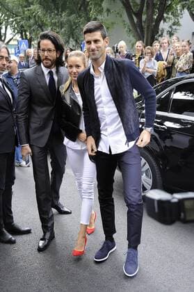 Milan fashion show of Giorgio Armani Photo: Novak Djokovic with his wife  Copyright: xLivioxValeriox