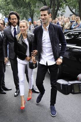 Milan fashion show of Giorgio Armani Photo: Novak Djokovic with his wife  Copyright: xLivioxValeriox