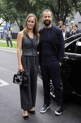 Milan fashion show of Giorgio Armani In the photo: Fabio Volo and his wife  Copyright: xLivioxValeriox