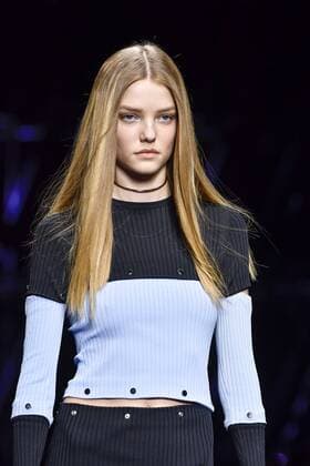 Milan Fashion Week, Women Spring Summer 2017. VERSACE catwalk Pictured: model  Copyright: xRiccardoxGiordanoxSickix