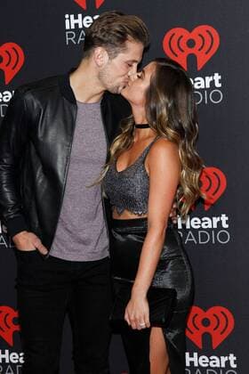 Reality Tv stars Jordan Rodgers and JoJo Fletcher arrive for the iHeartRadio Music Festival at the T-Mobile Arena in Las Vegas, Nevada on September 23, 2016.  LVP2016092343 JAMESxATOA