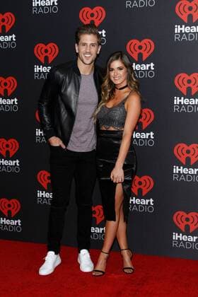 Reality Tv stars Jordan Rodgers and JoJo Fletcher arrive for the iHeartRadio Music Festival at the T-Mobile Arena in Las Vegas, Nevada on September 23, 2016.  LVP2016092342 JAMESxATOA