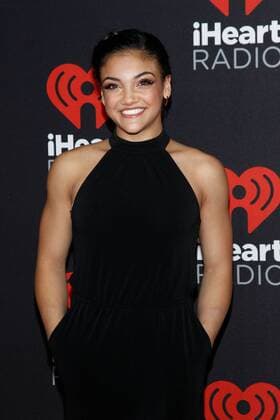 Olympic gymnast Laurie Hernandez arrives for the iHeartRadio Music Festival at the T-Mobile Arena in Las Vegas, Nevada on September 23, 2016.  LVP2016092357 JAMESxATOA