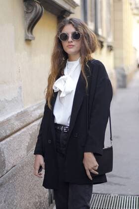 Camilla Cerquoni posing outside the Blumarine Runway Show During The Milan Fashion Week Spring Summer 2017  Copyright: xPaoloxDilettox