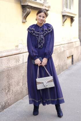 Zina Charkoplia posing outside the Blumarine Runway Show During The Milan Fashion Week Spring Summer 2017  Copyright: xPaoloxDilettox