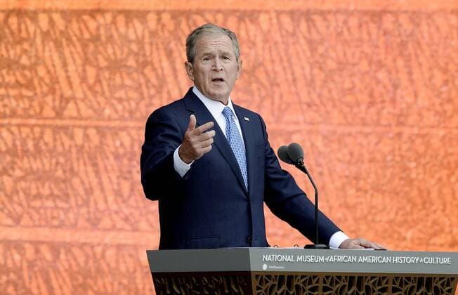 Former U.S President George W. Bush speaks at the opening ceremony of the Smithsonian National Museum of African American History and Culture on September 24, 2016 in Washington, DC. The museum is opening thirteen years after Congress and President George W. Bush authorized its construction. Pool  WAX20160924108 OlivierxDouliery