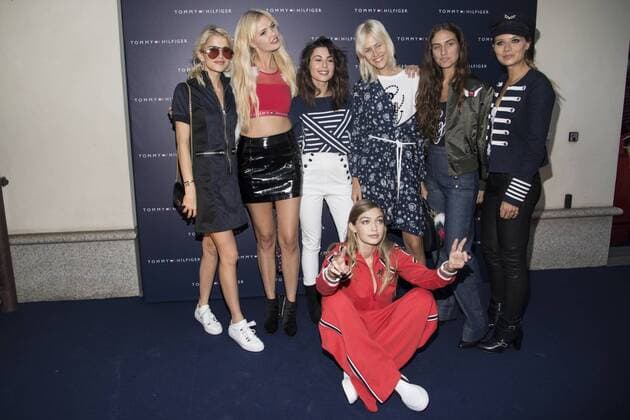 Milan, Gigi Hadid, TOMMYXGIGI, Tommy Hilfiger store in the picture: Gigi Hadid, Valentina Marzullo, Bonnie Strange, Marta Pascual Lozano, Erika Boldrin, Linda Tol, Veronica Ferraro  Copyright: xAlbertoxScarpinatox
