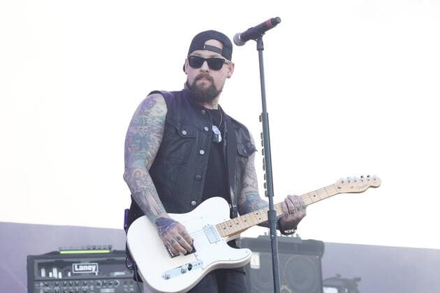 Benji Madden of Good Charlotte performs at the iHeartRadio Daytime Village Concerts in Las Vegas, Nevada on September 24, 2016.  LVP2016092445 JAMESxATOA