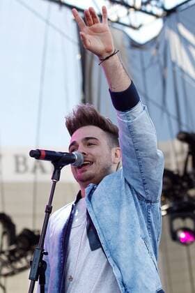 Juan Pablo Casillas of Los 5 performs onstage at the iHeartRadio Daytime Village Concerts in Las Vegas, Nevada on September 24, 2016.  LVP2016092404 JAMESxATOA