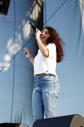 Alessia Cara performs at the iHeartRadio Daytime Village Concerts in Las Vegas, Nevada on September 24, 2016.  LVP2016092465 JAMESxATOA