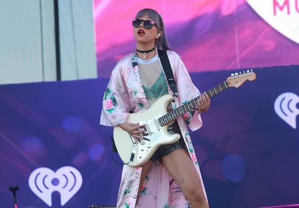 Las Vegas, Nevada, United States of America - JinJoo Lee, guitarist of pop rock group DNCE performs during the iHeartRadio Music Festival Daytime Village on September 24, 2016 at the Las Vegas Village in Las Vegas, Nevada. Las Vegas United States of America - ZUMAt114