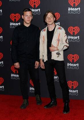 Brad Schultz and Matthew Schultz of Cage the Elephant arrive for the iHeartRadio Music Festival at the T-Mobile Arena in Las Vegas, Nevada on September 24, 2016.  LVP20160924105 JAMESxATOA