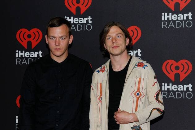Brad Schultz and Matthew Schultz of Cage the Elephant arrive for the iHeartRadio Music Festival at the T-Mobile Arena in Las Vegas, Nevada on September 24, 2016.  LVP20160924106 JAMESxATOA