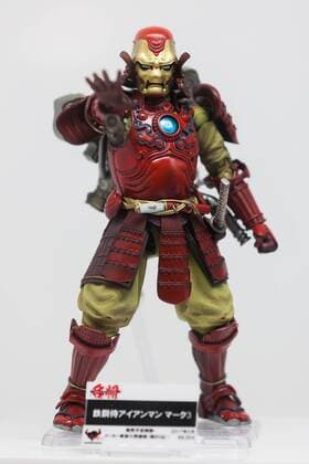 An action figure of Iron Man Samurai on display at the 56th All Japan Model & Hobby Show in Tokyo Big Sight on September 25, 2016. The exhibition introduced hobby goods such as plastic models, action figures, drones, and airsoft guns.  (gxta_alljpnmodelhobbyshow028)