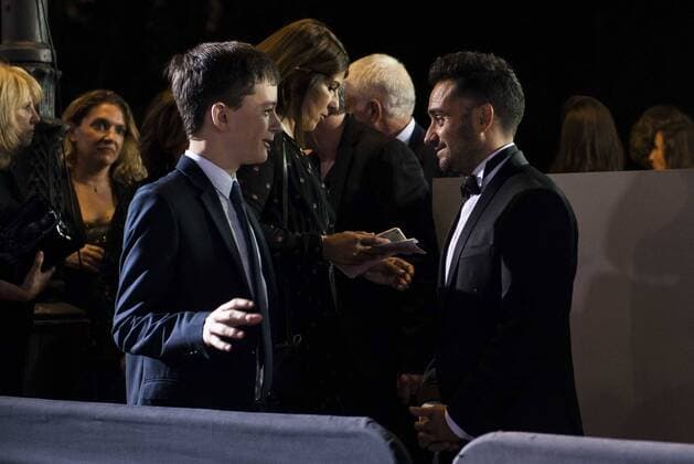 Lewis MacDougall and the director of the film J.A. Bayona during the premiere of the spanish film Un Monstruo Viene a Verme of J.A. Bayona at Teatro Real in Madrid. September 26, 2016.  (20160926161)