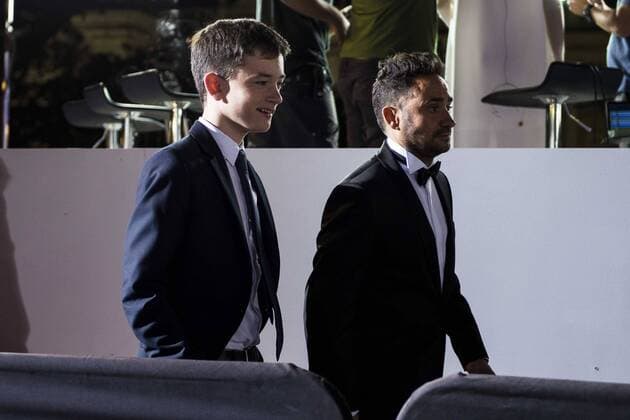 Lewis MacDougall and the director of the film J.A. Bayona during the premiere of the spanish film Un Monstruo Viene a Verme of J.A. Bayona at Teatro Real in Madrid. September 26, 2016.  (20160926163)