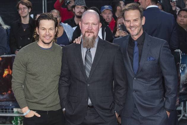 London, UK. 26 September 2016. L-R: Mark Wahlberg, Mike Williams and director Peter Berg. Red carpet arrivals for the European Premiere of the Hollywood movie Deepwater Horizon in Leicester Square. The movie is based on the 2010 Deepwater Horizon explosion and oil spill in the Gulf of Mexico. Deepwater Horizon Premiere, London, UK 