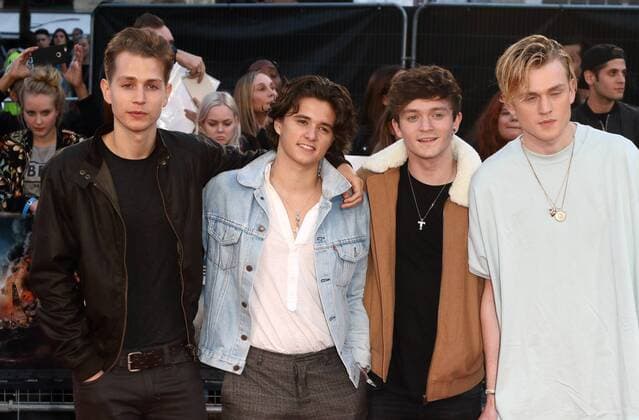 Deepwater Horizon European Premiere London.UK. The Vamps (L-R: Brad Simpson, James McVey, Connor Ball and Tristan Evans) at the Deepwater Horizon European Premiere at Cineworld Leicester Square. 26th September 2016. LMK73-61491-270916. 