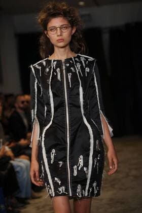 A model takes to the catwalk during the presentation of Ann Sophie Madsen s show as part of the Spring-Summer 2017 Paris Fashion Week on September 28, 2016.  PAR20160928104 MAYAxVIDON-WHITE