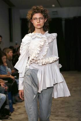 A model takes to the catwalk during the presentation of Ann Sophie Madsen s show as part of the Spring-Summer 2017 Paris Fashion Week on September 28, 2016.  PAR20160928109 MAYAxVIDON-WHITE