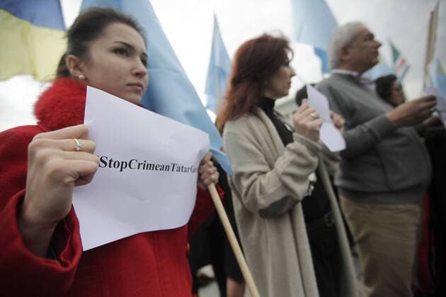 Kiew - Protest gegen Verbot der Medschlis der Krimtataren September 29, 2016 - Kiev, Ukraine - On 29th September 2016 the Supreme Court of the Russian Federation will hold a session on a ban of Mejlis of the Crimean Tatars. Kiev Ukraine - ZUMAf321